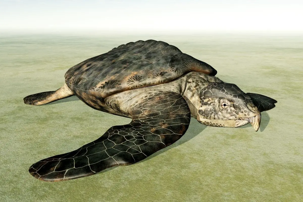 Giant sea turtle archelon on the dry
