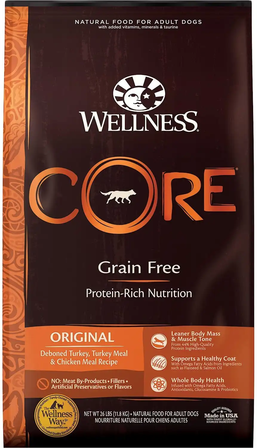 Wellness core grain-free original deboned turkey, turkey meal & chicken meal recipe dry dog food