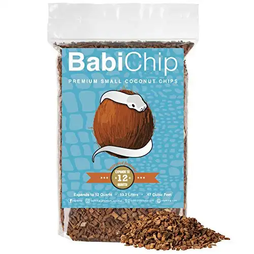 BabiChip Coconut Substrate for Reptiles 12 Quart Loose Small Sized Coconut Husk Chip Reptile Bedding