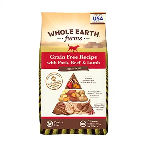 Whole earth farms grain free recipe dry dog food, pork, beef and lamb