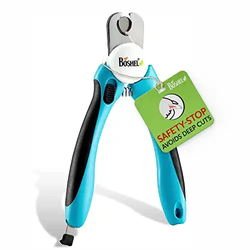 BOSHEL Dog Nail Clippers and Trimmer - Free Nail File - Sturdy Non Slip Handles