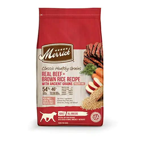 Merrick classic healthy grains dry dog food real beef + brown rice recipe with ancient grains - 25 lb. Bag