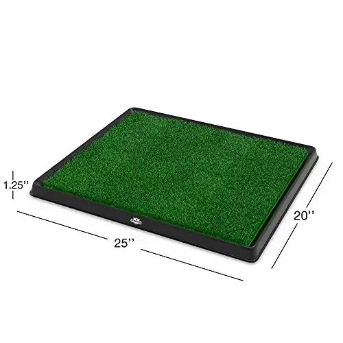 Artificial grass puppy pee pad for dogs and small pets - 20x25 reusable 3-layer training potty pad with tray