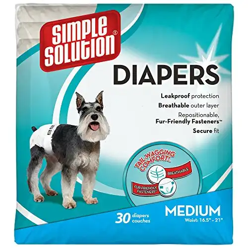 Simple solution disposable dog diapers for female dogs | super absorbent leak-proof fit | medium | 30 count