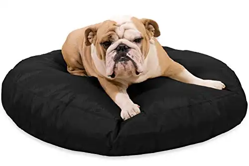 K9 ballistics round dog bed medium nearly indestructible & chew resistant, water resistant washable tough nesting pillow for chewing puppy