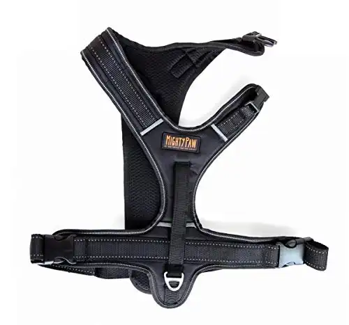 Mighty paw sport harness, no-pull front attachment dog harness, neoprene padded lining, reflective stitching