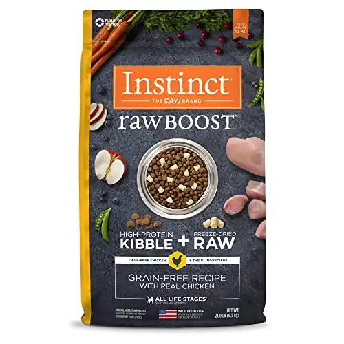 Instinct raw boost grain free dry dog food, high protein real chicken kibble + freeze dried raw dog food
