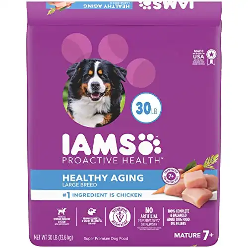 Iams healthy aging adult large breed dry dog food for mature and senior dogs with real chicken