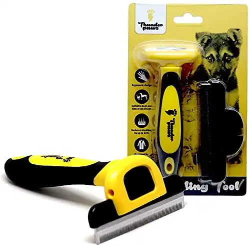 Thunderpaws best professional de-shedding tool and pet grooming brush