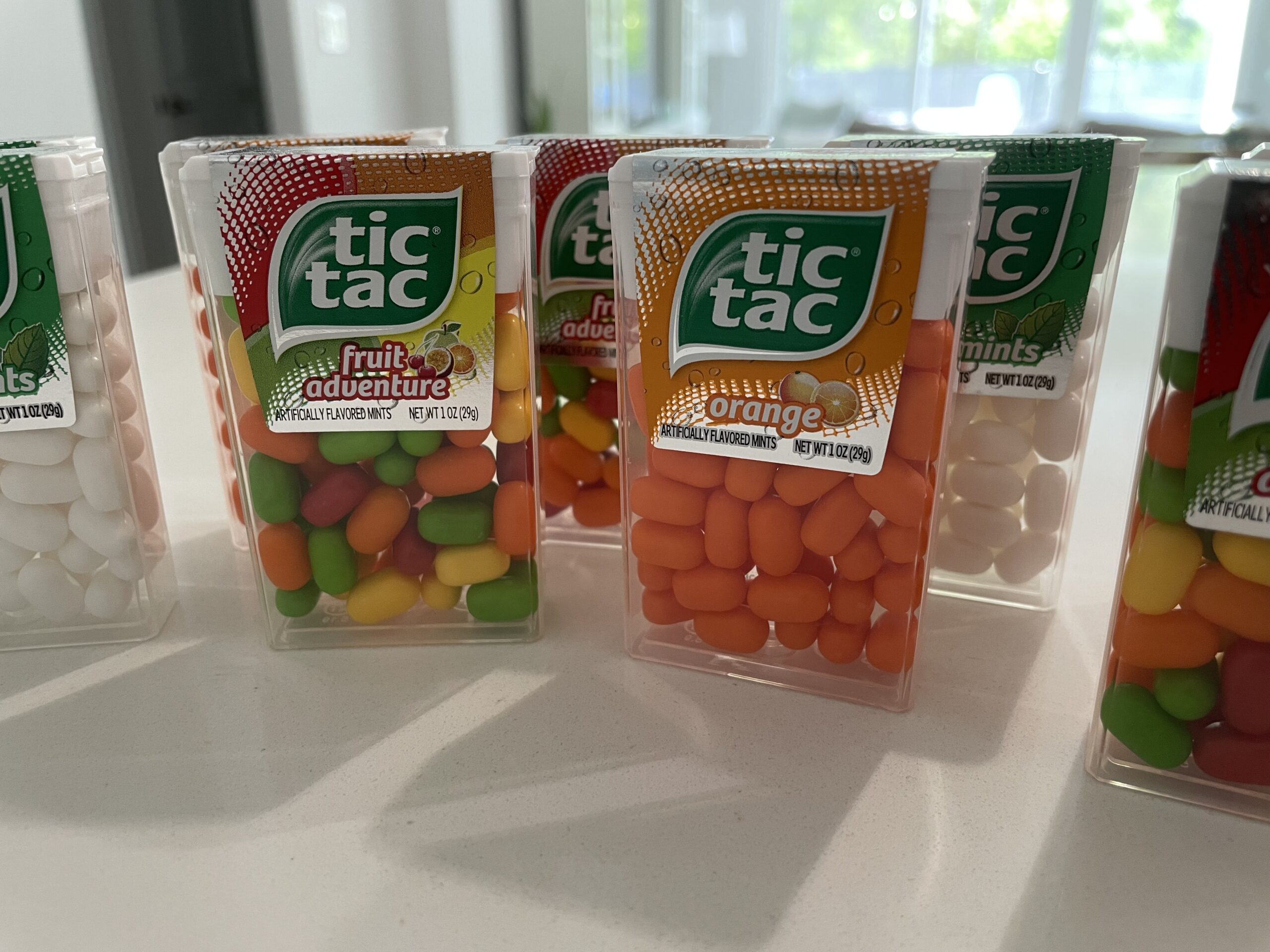 Tic tacs lined up