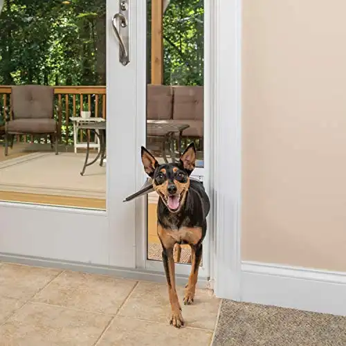 Petsafe 1-piece sliding glass pet door for dogs & cats - adjustable height - white, no-cut diy install, aluminum patio panel insert