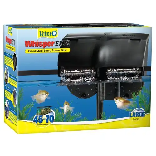 Tetra whisper ex 70 filter for 45 to 70 gallon aquariums, silent multi-stage filtration