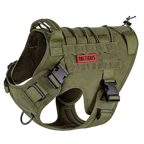 Onetigris tactical dog harness,no-pull dog vest with leash clips,dog harness adjustable for hiking training outdoor dogs